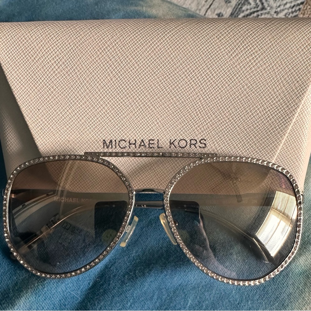 Michael Kors Silver Sunglasses with Crystal Accents